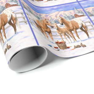 Papier Cadeau Palomino Appaloosa Chevaux En Neige
