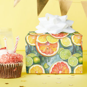 Papier Cadeau Pamplemousse, citrons, limons et oranges agrumes