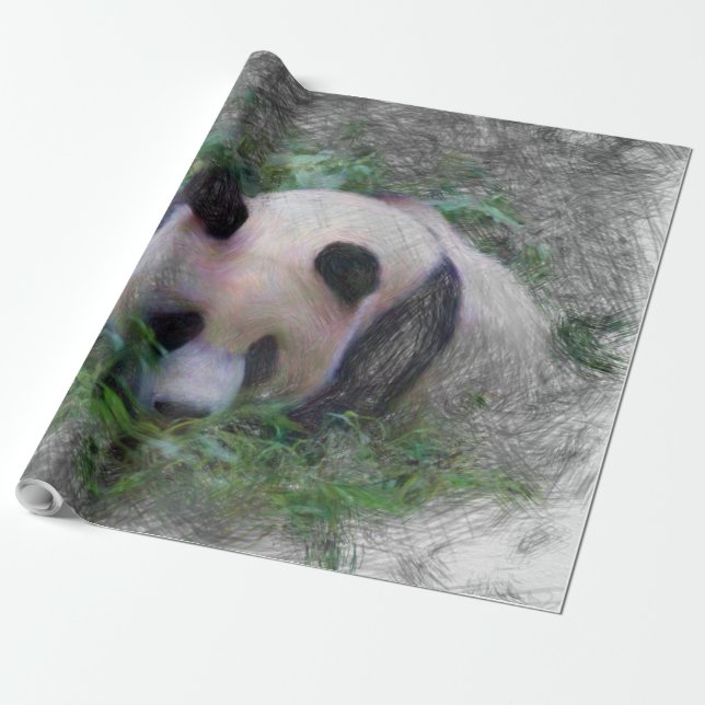 Papier Cadeau panda animal artistique (Déroulé)