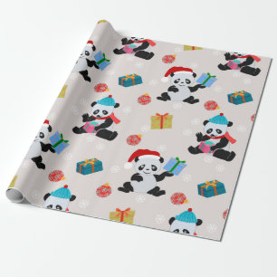 Papier Cadeau Panda Bear Motif de Noël