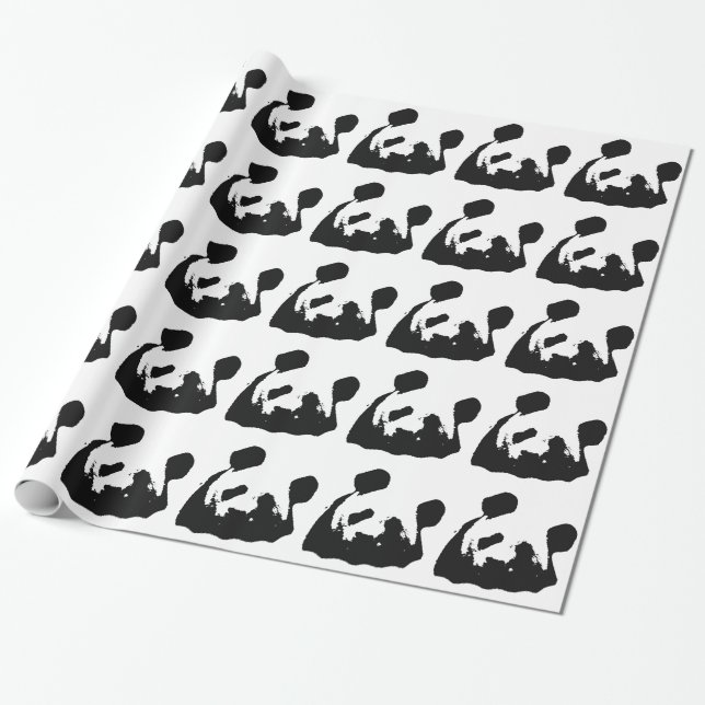 Papier Cadeau Panda d'art noir blanc (Déroulé)