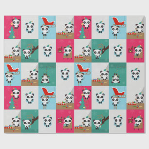 Papier Cadeau Panda de vacances/papier d'emballage d'Elf
