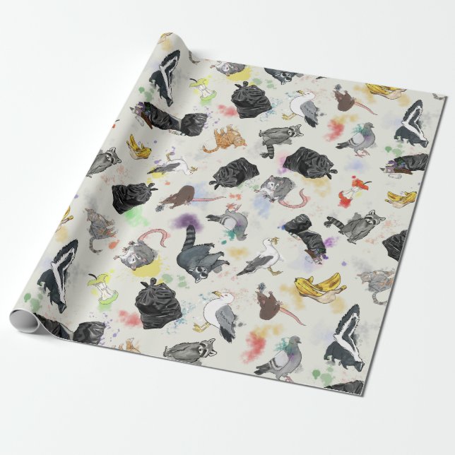 Papier Cadeau Panda et amis des ordures (Déroulé)