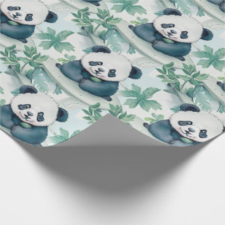 Papier Cadeau Panda mignonne et bambou