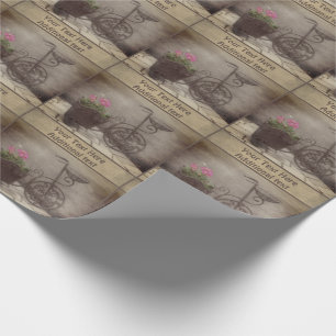 Papier Cadeau Panier à fleurs de bicyclette antique Personnalisé