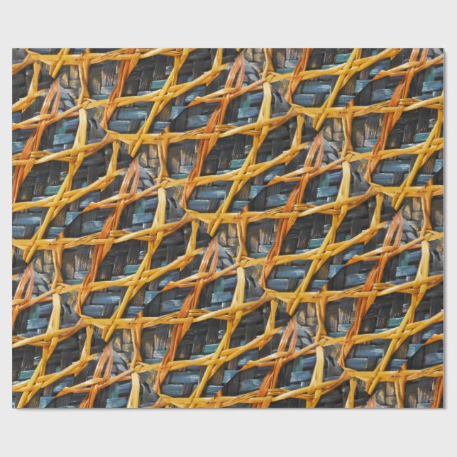 Papier Cadeau Panier d'armure de lin de bleu d'Aotearoa Nouvelle (Plat)