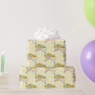 Papier Cadeau Panier d'arrosage de tournesol jaune