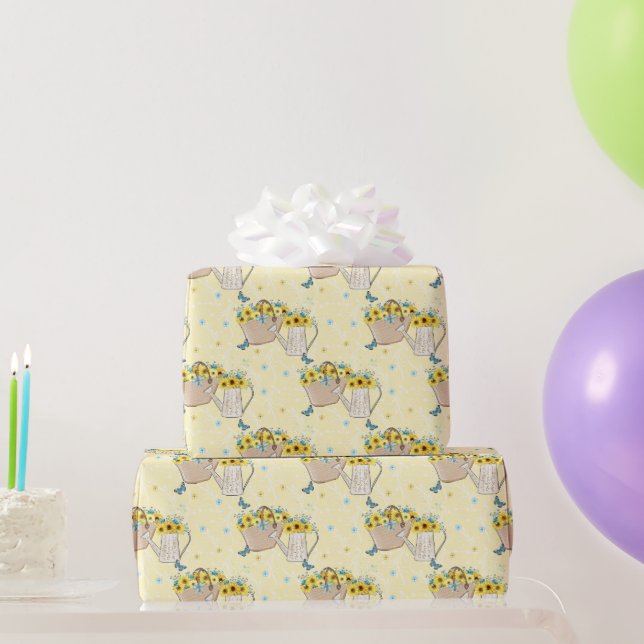 Papier Cadeau Panier d'arrosage de tournesol jaune (Cadeaux de fête)