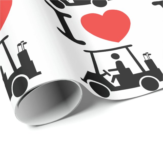 Papier Cadeau Panier de golf I Heart (Love) (Coin rond)