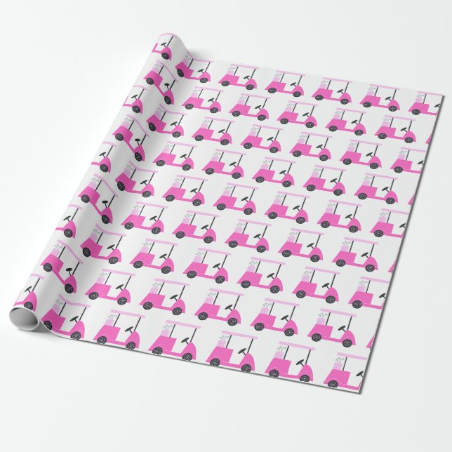 Papier Cadeau Panier de golf rose Motif papier d'enveloppement (Déroulé)
