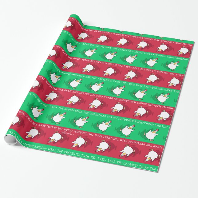 Papier Cadeau PANIQUE DE NOËL POULET par Sandra Boynton (Déroulé)