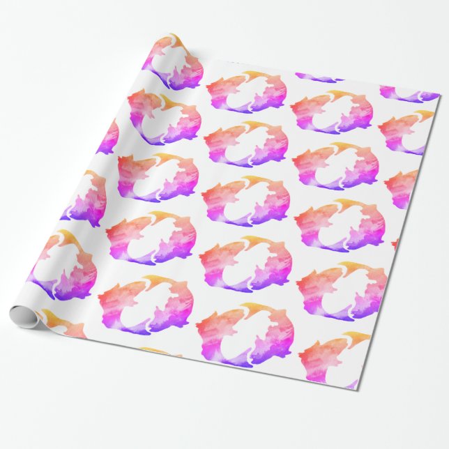 Papier Cadeau Panneau Astrologie Poissons Roses Poissons (Déroulé)