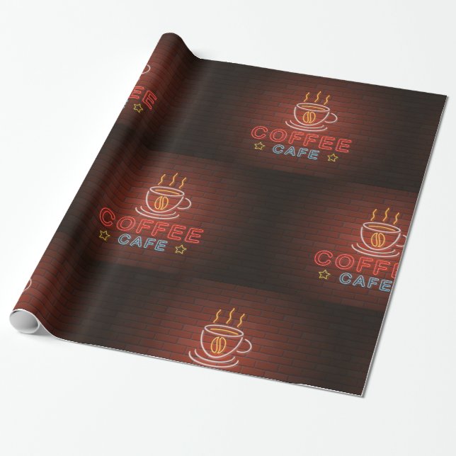 Papier Cadeau Panneau café Neon (Déroulé)