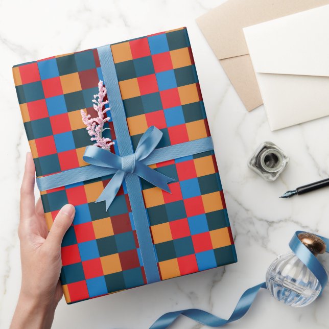 Papier Cadeau Panneau de À damiers couleur moderne (Cadeaux)