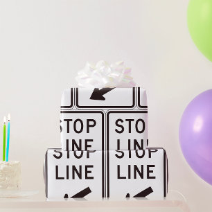 Papier Cadeau Panneau de ligne d'arrêt