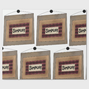 Papier Cadeau Panneau de mots d'art minimaliste rustique Simplif