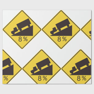 Papier Cadeau Panneau de signalisation de pente raide pour camio