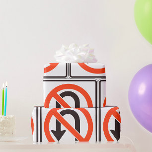 Papier Cadeau Panneau d'interdiction de demi-tour Symbole de séc
