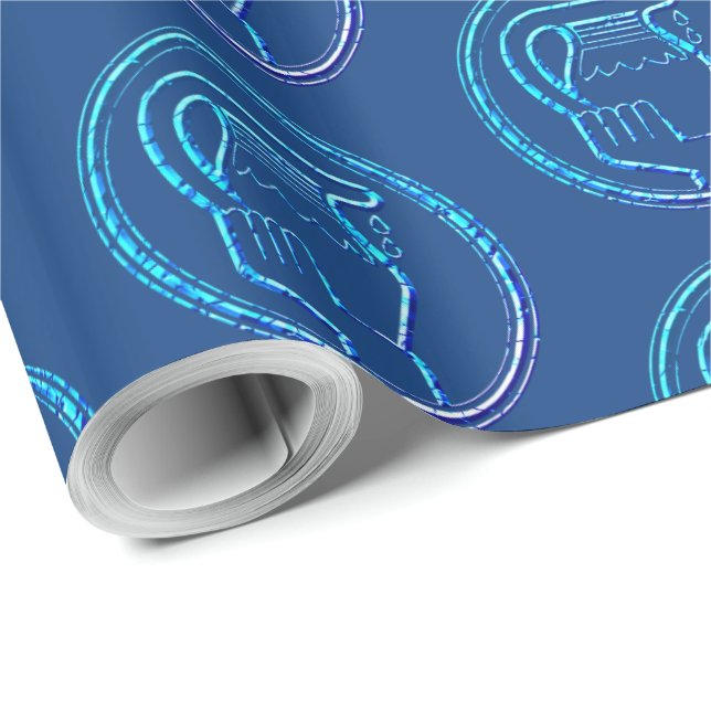 Papier Cadeau Panneau étoile bleu Turquoise Horoscope Zodiac Aqu (Coin rond)