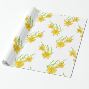 Papier Cadeau Panneaux jonquilles et Motif aquarelle