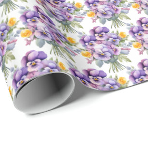 Papier Cadeau Pansies de printemps Pansy