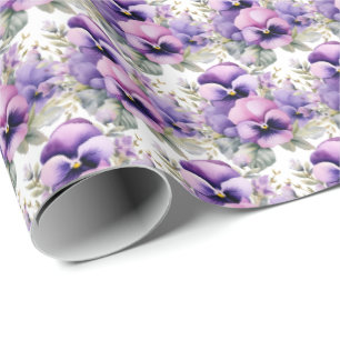 Papier Cadeau Pansies violettes Pansy
