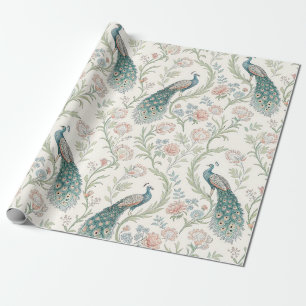 Papier Cadeau Paon Élégant Floral Vintage (11)