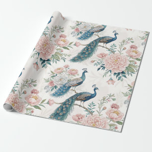 Papier Cadeau Paon Élégant Floral Vintage (2)