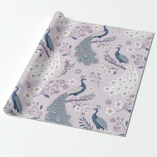 Papier Cadeau Paon Élégant Floral Vintage (4)