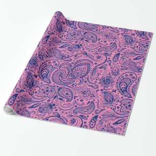 Papier Cadeau Pap Motif D'Enveloppement Rose Et Bleu Floral Pais