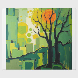 Papier Cadeau Papel de Presente com paisagem verde