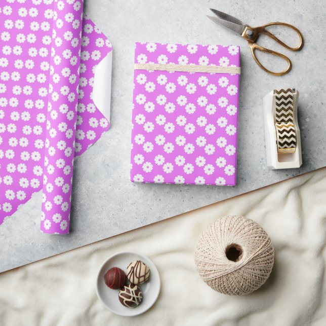 Papier Cadeau Papel de presente Rosa Flore branca  (Artisanat)