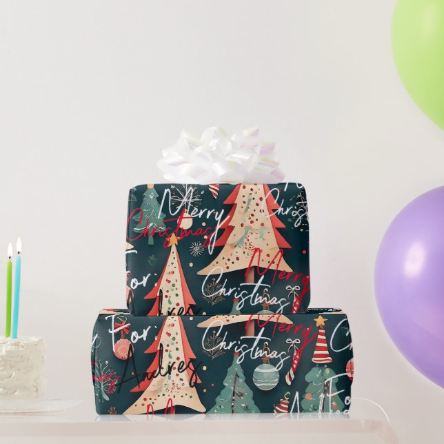 Papier Cadeau Papel regalo navideño personalizado (Cadeaux de fête)