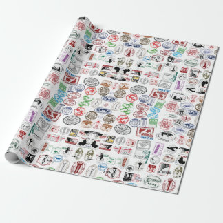 Papier Cadeau Paper de Travel Stamp