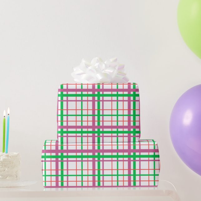 Papier Cadeau Paper Preppy Pink et Green Pretty Plaid (Cadeaux de fête)
