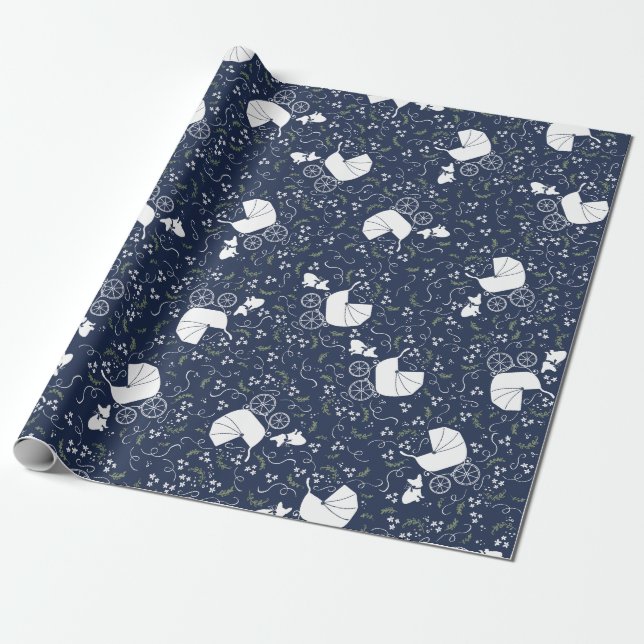 Papier Cadeau Papier à Baby shower Bulldog français (Déroulé)