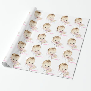 Papier Cadeau Papier à Baby shower rose vintage