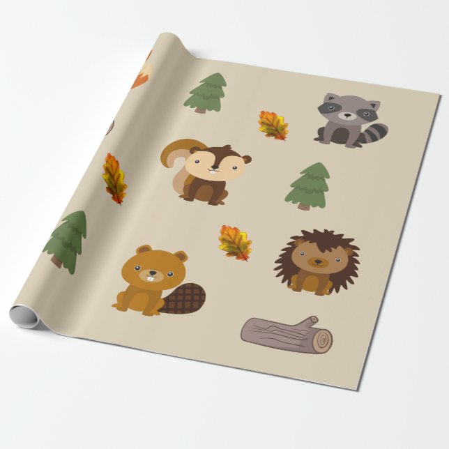 Papier Cadeau Papier à carreaux pour castor forestier (Déroulé)