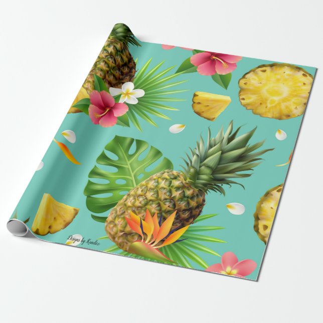 Papier Cadeau Papier à enveloppement à thème ananas (Déroulé)