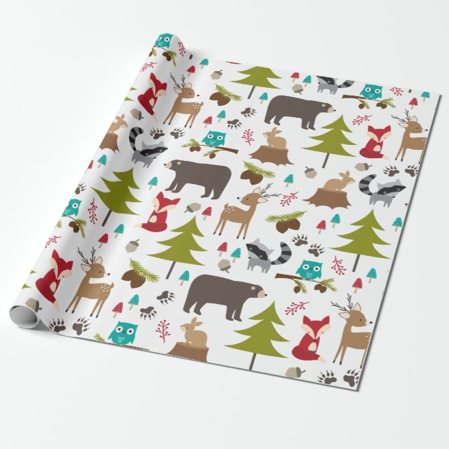 Papier Cadeau Papier à enveloppement animal mou Woodsy Woodland (Déroulé)