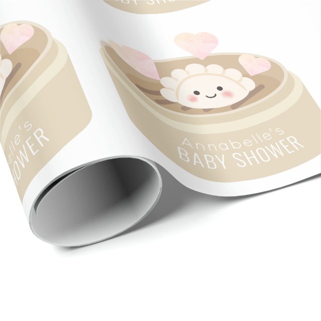 Papier Cadeau Papier à enveloppement blanc Baby shower petit aut (Coin rond)