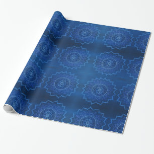 Papier Cadeau Papier à enveloppement bleu mandala brillant, 30 p