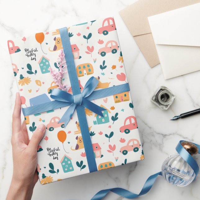 Papier Cadeau Papier à enveloppement brillant avec un motif ludi (Cadeaux)