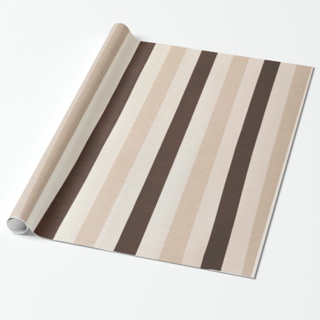 Papier Cadeau Papier à enveloppement brillant Beige Brown Blanc (Déroulé)