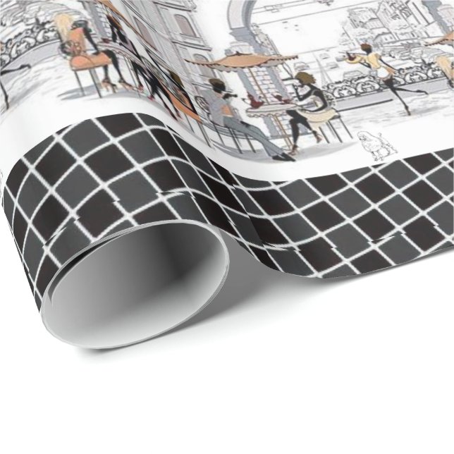 Papier Cadeau Papier à enveloppement brillant Paris France (Coin rond)