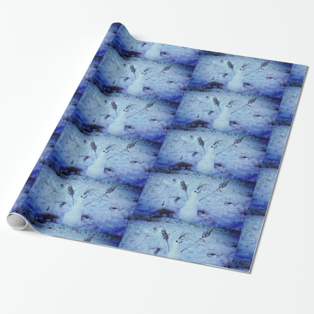 Papier Cadeau Papier à enveloppement brillant photo Snowman (Déroulé)