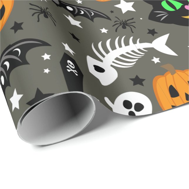 Papier Cadeau Papier à enveloppement Confetti d'Halloween (Coin rond)