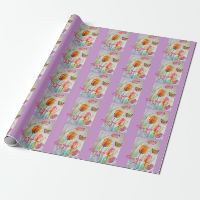 Papier Cadeau Papier à enveloppement d'aquarelle florale Tulipe  (Déroulé)