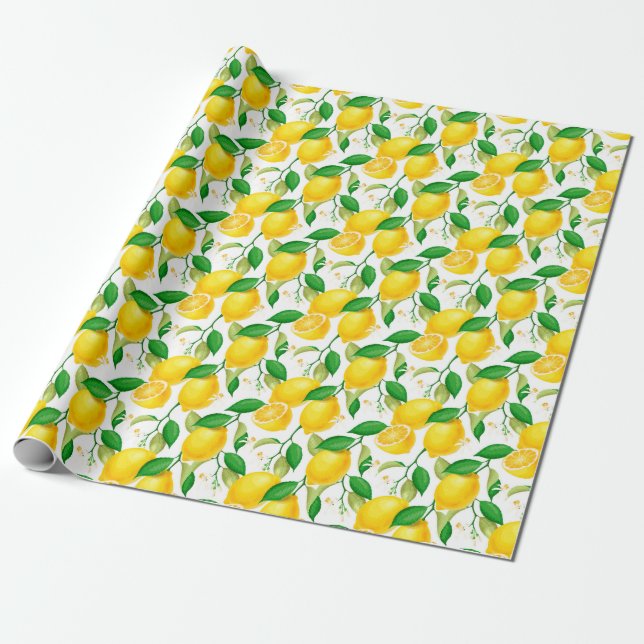 Papier Cadeau Papier à enveloppement de citron (Déroulé)