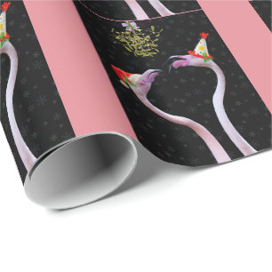 Papier Cadeau Papier à enveloppement de Flamants roses de fête